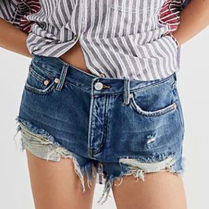 FREE PEOPLE Loving Good Vibrations Denim Cut-off Shorts